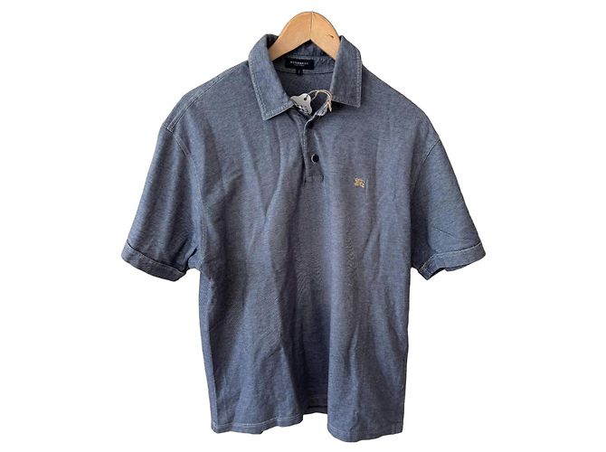 Polo in cotone blu da uomo Burberry