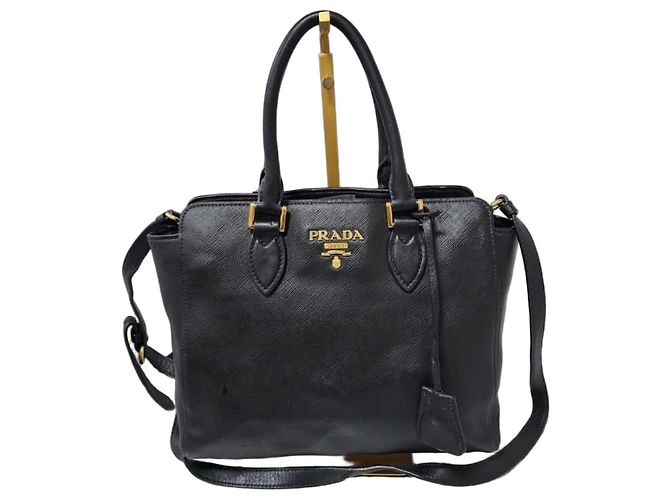 Prada Baltico Borsa Satchel Piccola Pelle Saffiano Nera Nero