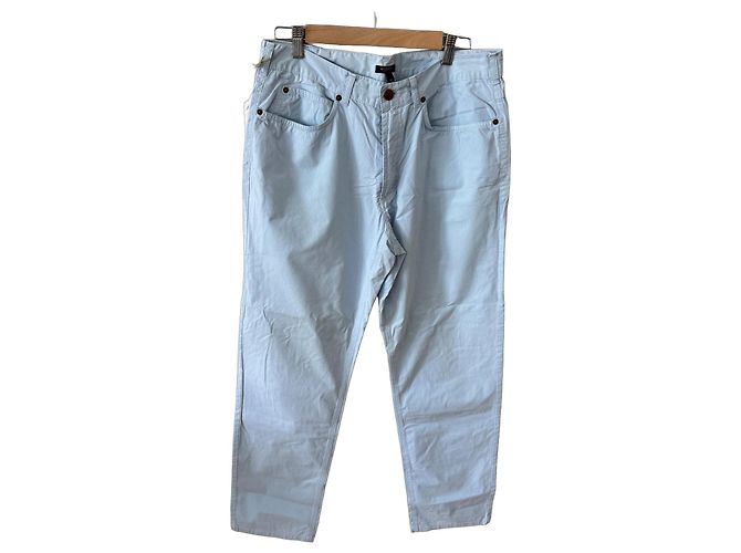 Pantaloni in cotone a righe azzurro chiaro Burberry Blu chiaro