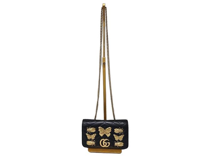 Gucci Mini GG Marmont Bug Cartera con cadena - Negro