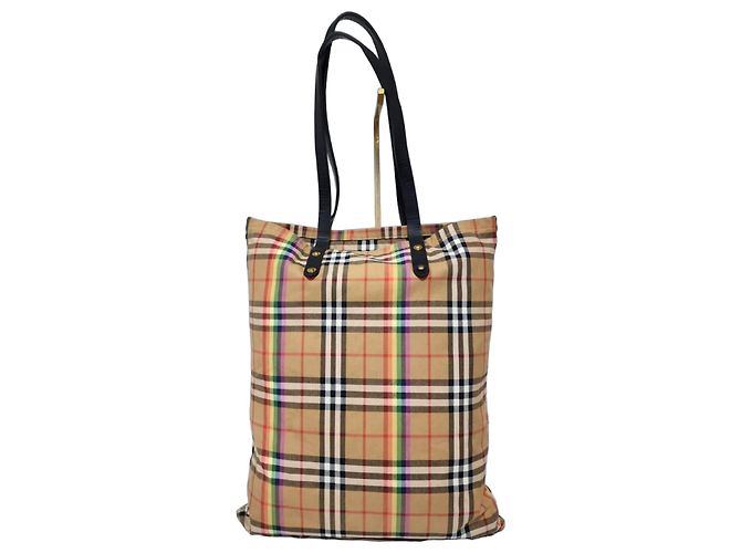 Burberry Borsa Tote Rainbow House Check Multicolore Beige