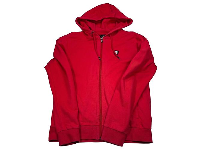 Autre Marque EA7 Emporio Armani Kapuzenpullover mit Reißverschluss aus roter Baumwolle