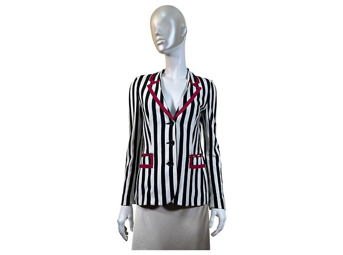 Moschino Cheap and Chic Blazer de rayas blanco y negro Roja