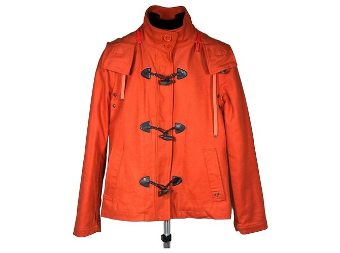 Thomas Burberry Orange Wool Duffle Coat