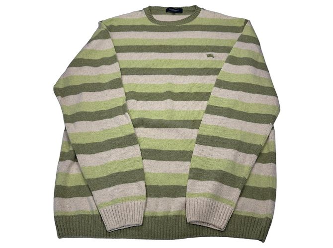 Pull en maille rayé Burberry Beige Vert