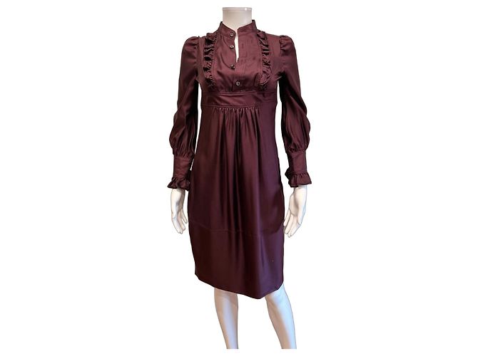 Dsquared2 Vestido de seda bordô com babados Bordeaux