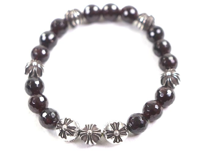 Autre Marque Pulseira Chrome Hearts de prata e granada Marrom
