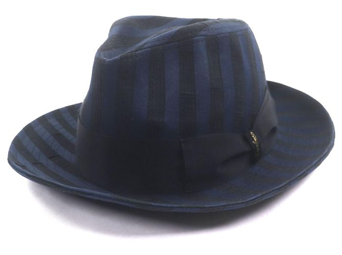 Autre Marque Fedora de algodão Borsalino com fita de logotipo listrada Preto Azul Azul marinho