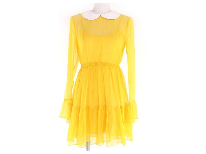 Gucci Chiffon-Seidenkleid Gelb