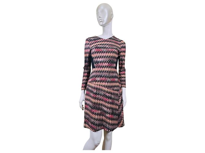 Missoni Zickzack-Strickkleid Braun Schwarz Pink Beige