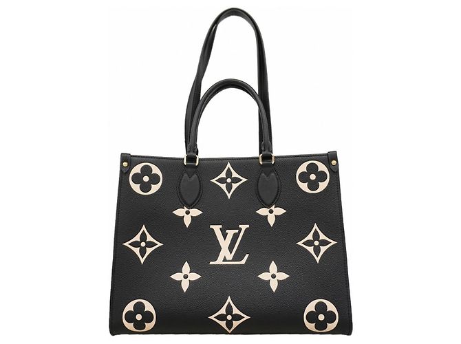 Borsa Tote Louis Vuitton Monogram Empreinte Bicolor OnTheGo MM Nero Beige