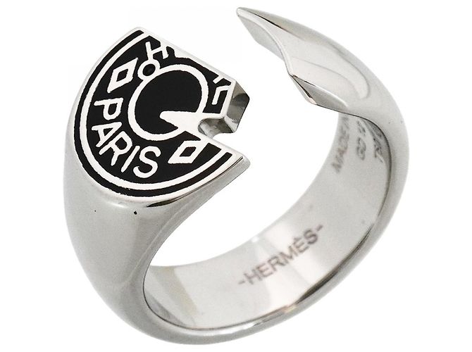 Ring Hermès Anello Carousel Hermes Nero Argento