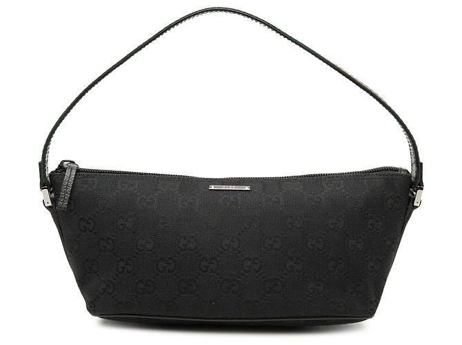 Gucci Black GG Canvas Web Boat Noir