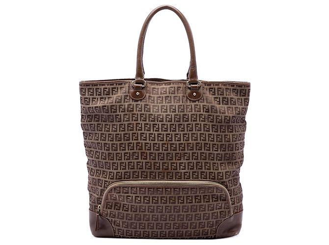 Tote de compras Fendi Brown Zucchino Canvas Chef Marrom Castanho claro