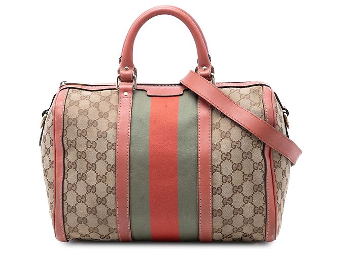 Gucci Beige Medium GG Canvas Web Joy Boston Tasche