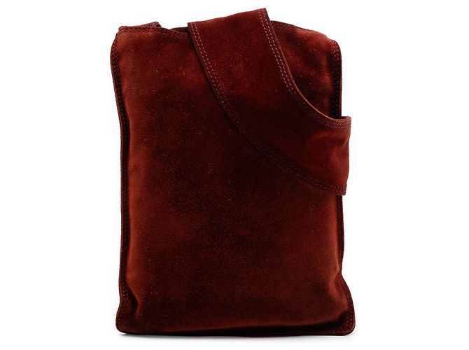 Borsa a tracolla Chanel in scamosciato rosso Bordò