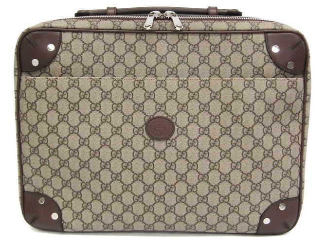 Gucci Interlocking GG Supreme Leather Backpack/Briefcase Brown Beige