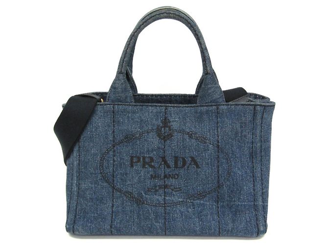 Borsa a tracolla e tote in denim da donna Prada Canapa B2439G Blu