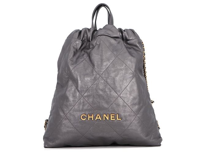Bolsa Chanel em couro de vitelo cinza Marrom