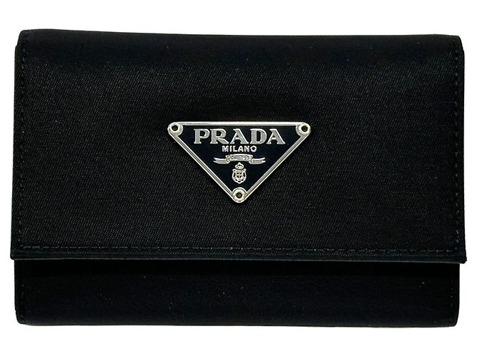 Portachiavi Prada in nylon nero