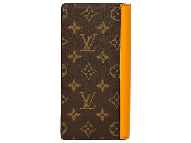 Louis Vuitton Monogram Macassar Long Wallet Brown Golden Orange