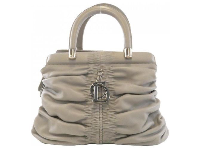 Bolsa de couro cinza Christian Dior Marrom