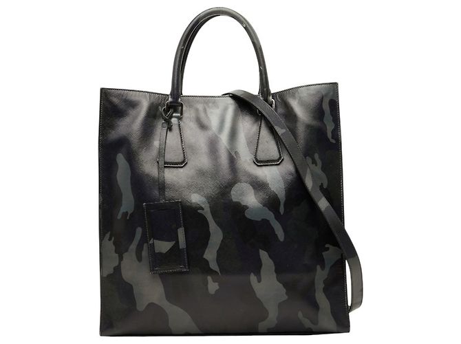 Sac à main Prada Triangle Logo Plate Camouflage Marron Noir Violet
