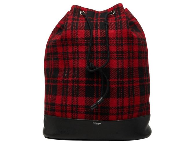 Saint Laurent Tweed Backpack Red