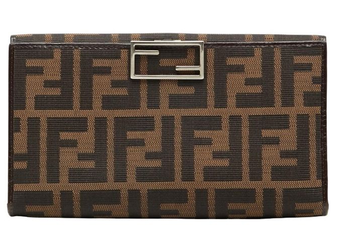 Fendi Zucca Long Wallet Brown Black