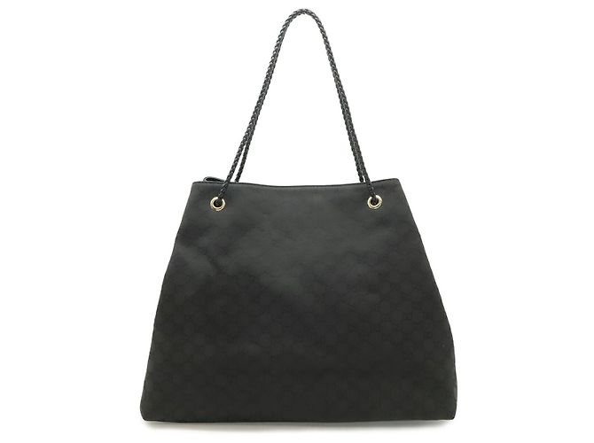 Borsa Tote GG in Nylon e Pelle Gucci Nera Nero