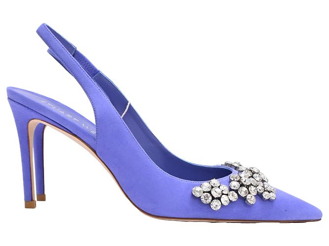 Escarpins slingback Stuart Weitzman Crystal Fleur en daim violet