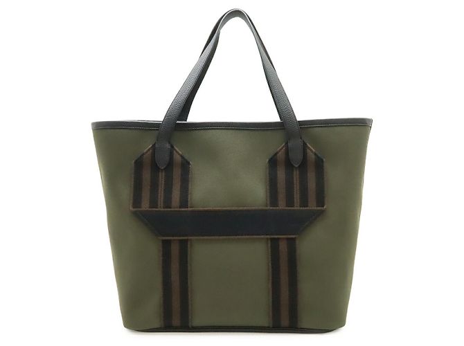Hermès Hermes PURSANGLE 35 Bolsa Tote de Lona e Couro Marrom