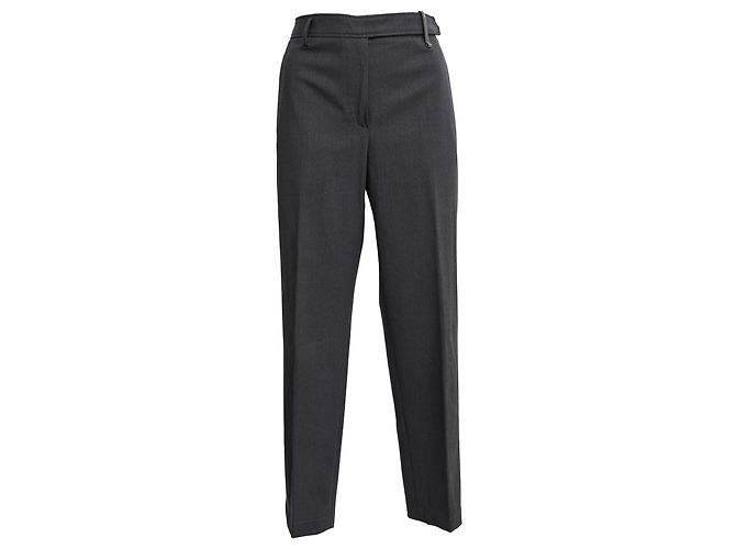 Pantalones de perna recta Brunello Cucinelli en lana gris