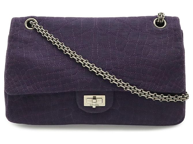 Chanel Schultertasche aus Baumwolle Lila