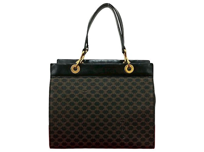 Céline CELINE Leather Handbag Brown Black