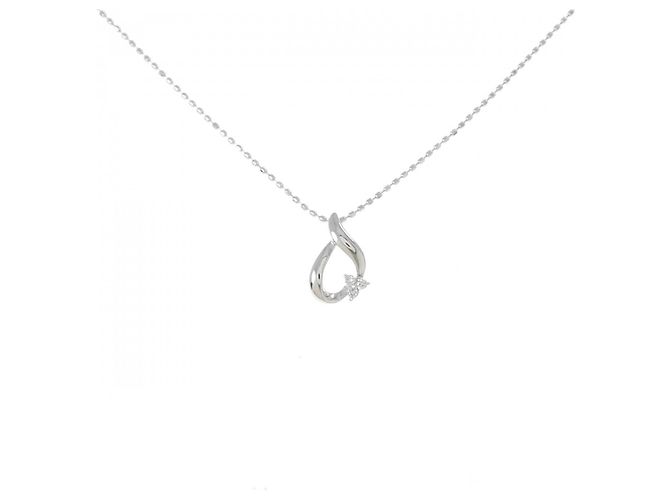 Autre Marque 10K Weißgold-Diamant-Halskette Silber