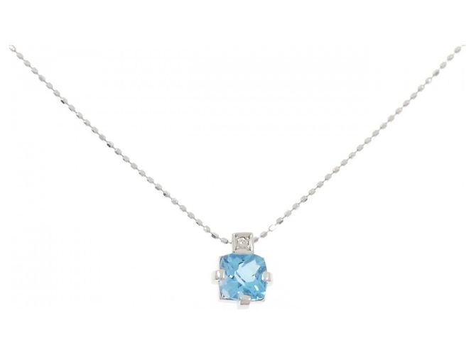 Autre Marque Collana in Oro Au750, Topazio Blu e Diamanti