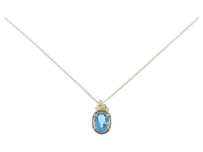 Autre Marque Collana in diamante e topazio blu Au750 D'oro