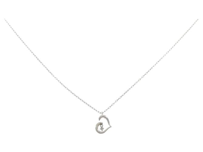 Autre Marque Collana a Cuore in Diamanti e Oro Bianco K10 Argento