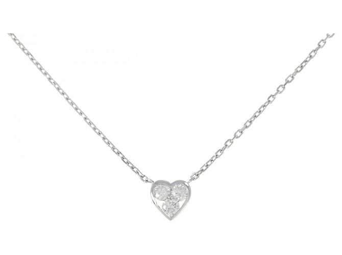 Autre Marque Pt850 Herz-Diamant-Halskette Silber