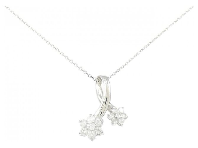 Autre Marque Pt900/Pt850 Platin Diamant Halskette Silber