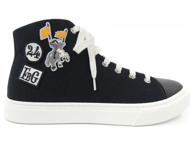 Hermès Tênis de lona de algodão e couro de bezerro Hermes Preto