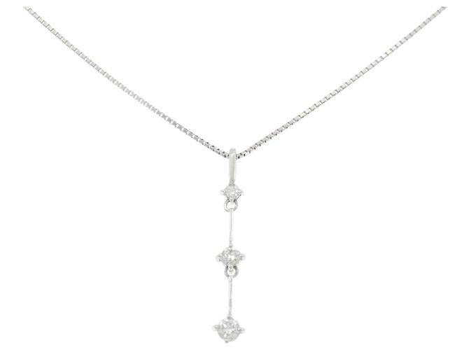 Autre Marque Platin-Diamant-Halskette Silber