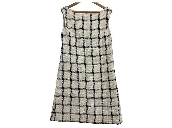 Autre Marque Abito a Quadri Elegante FOXEY Beige Crudo Blu navy
