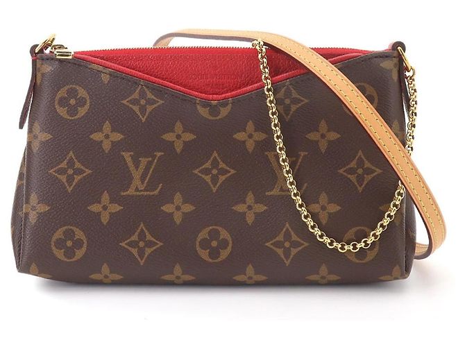 Clutch Louis Vuitton Monogram Pallas com corrente e alça de ombro Fuschia Monograma