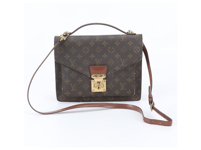 Bolsa de couro Louis Vuitton Monogram Monceau Marrom Monograma