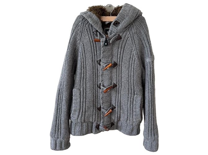 Autre Marque Schott NYC Grey Knit Duffle Coat