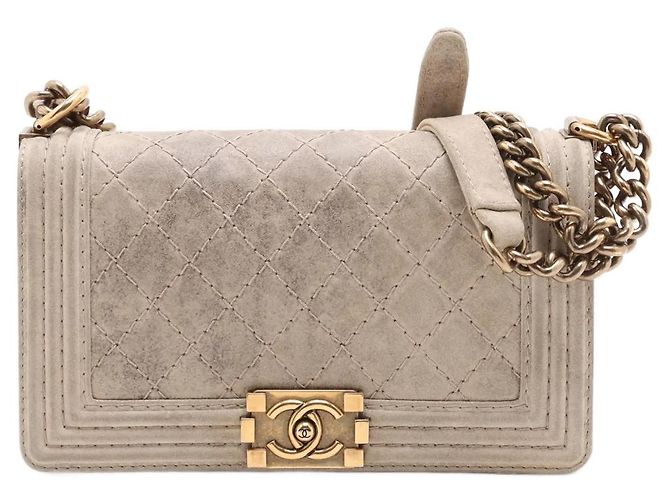 Chanel Boy Flap Matelassé Daim Vieilli new Medium Beige