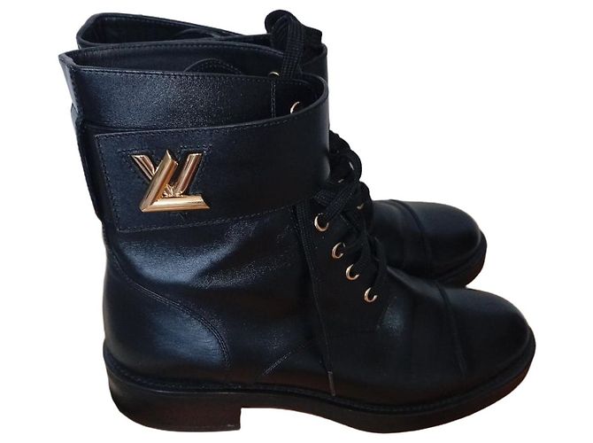 Stivali Biker Louis Vuitton in pelle nera Nero