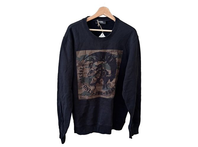 Diesel Sweatshirt Graphique "Only The Brave" Noir Kaki